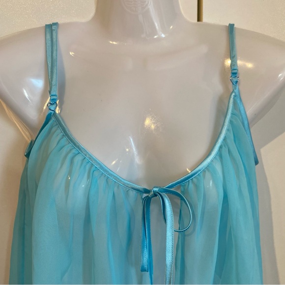 La Senza 2 Piece Baby Blue Sheer Chemise Sleep Shirt Cami Set Size S NWT - Picture 6 of 16